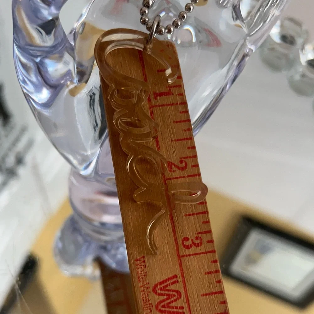 Coach poppy Y2K clear Metallic Gold Script Keychain or bag tag